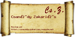 Csanády Zakariás névjegykártya